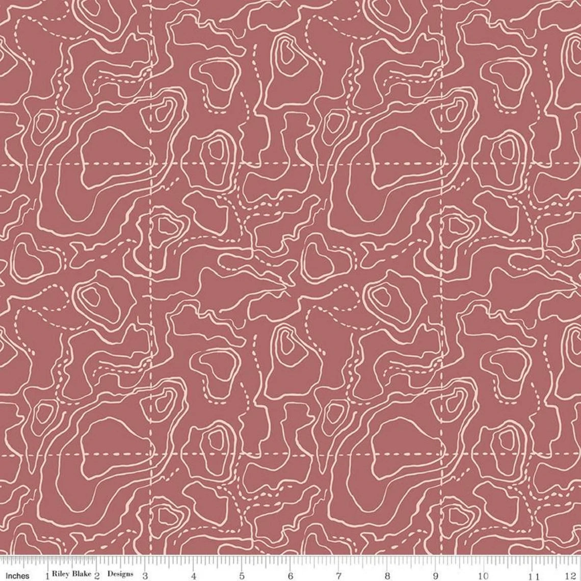 Riley Blake Wildwood Wander Topographic Rose - Sold by the 1/2 Yard