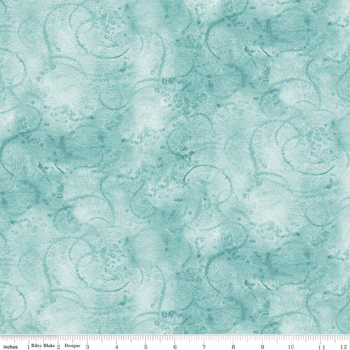 Painter's Watercolor Swirl in Aqua - Riley Blake - Sold by the 1/2 Yard