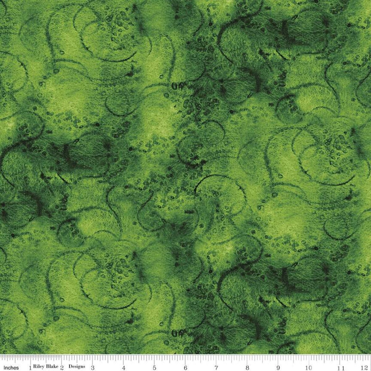 Painter's Watercolor Swirl in Dark Green - Riley Blake - Sold by the 1/2 Yard