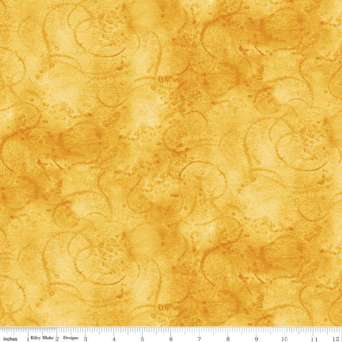 Painter's Watercolor Swirl in Gold - Riley Blake - Sold by the 1/2 Yard