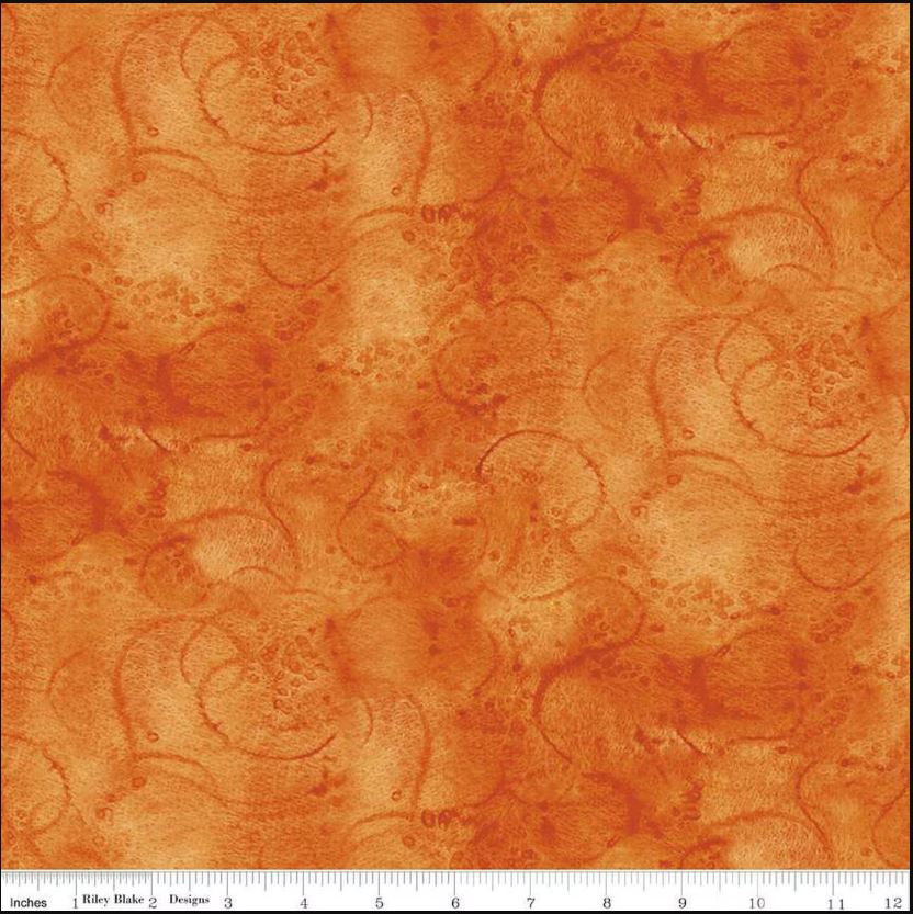 Painter's Watercolor Swirl in Orange - Riley Blake - Sold by the 1/2 Yard