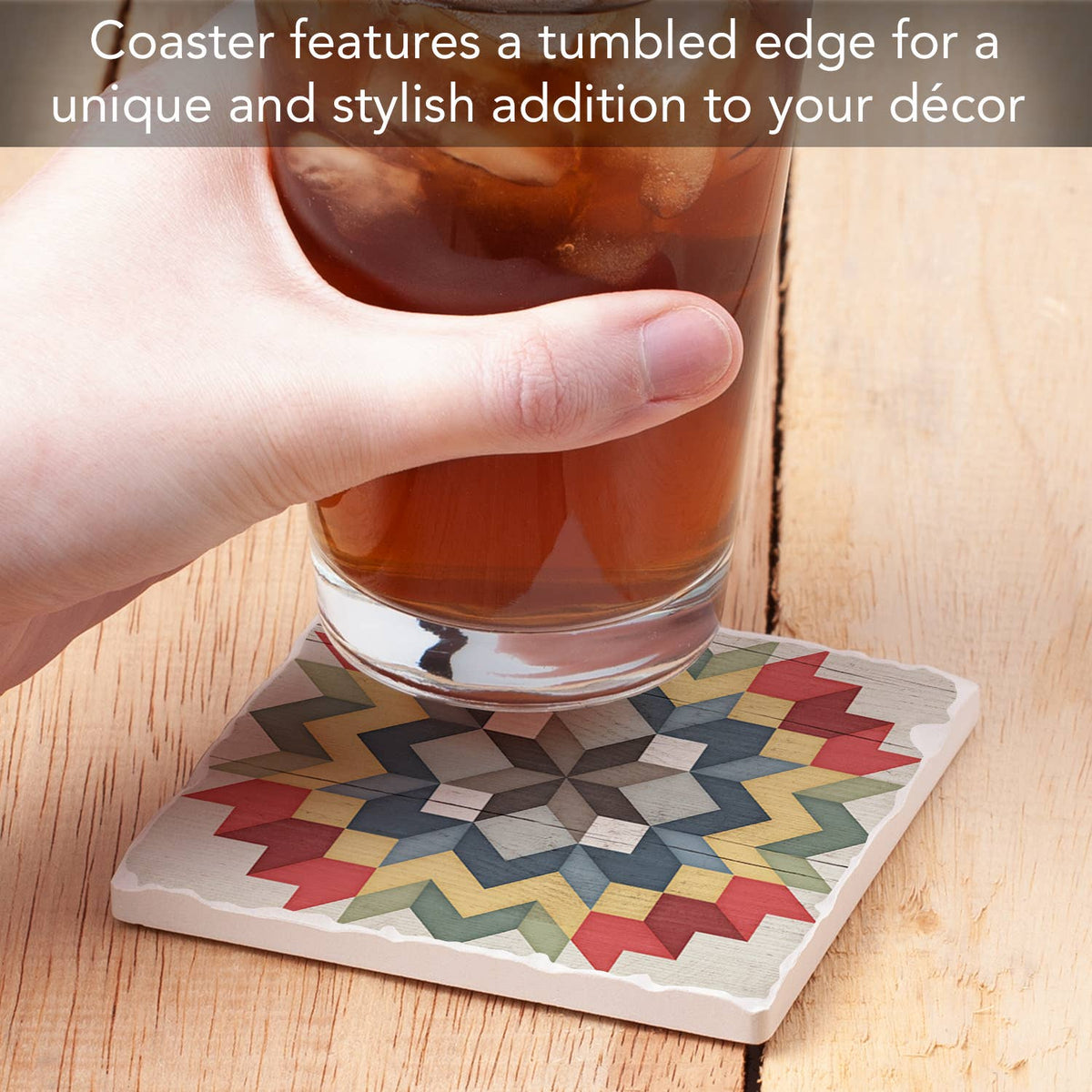 Carpenters Star Single Absorbent Stone Tumbled Tile Coaster