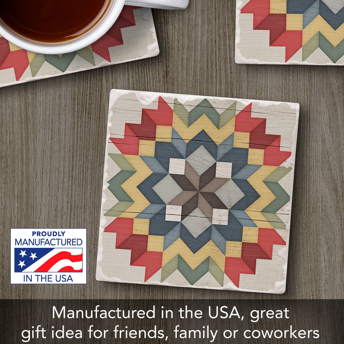 Carpenters Star Single Absorbent Stone Tumbled Tile Coaster