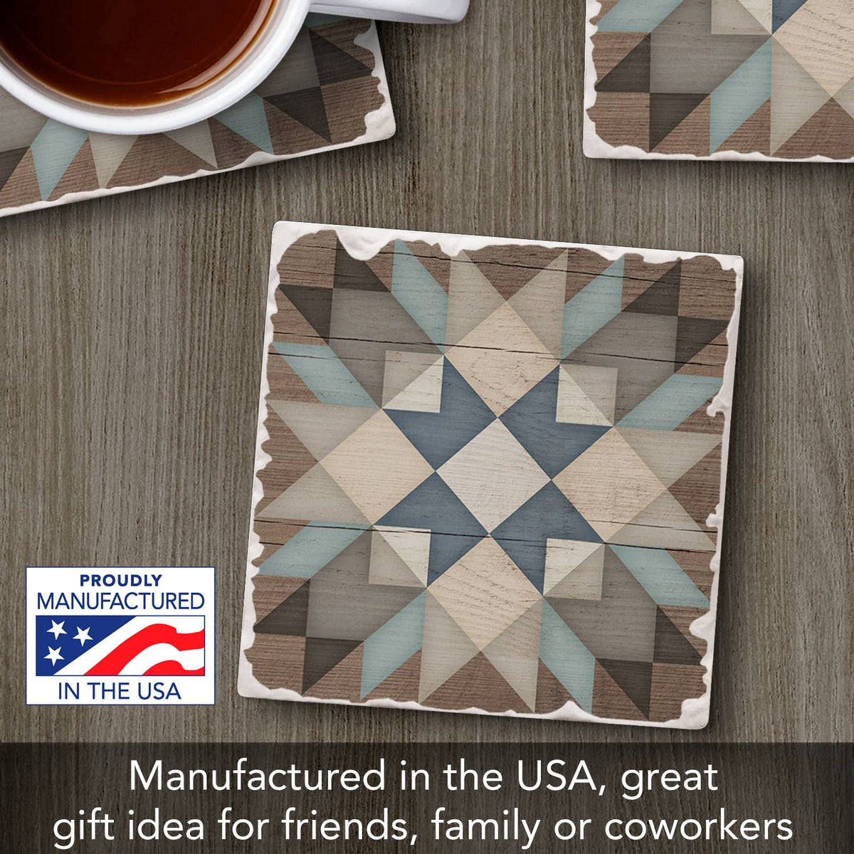 Starburst Single Absorbent Stone Tumbled Tile Coaster