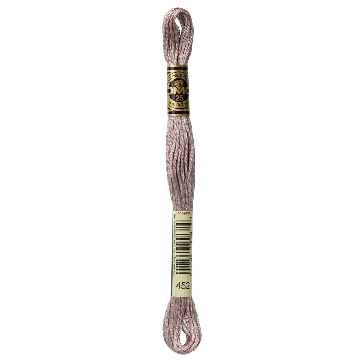 DMC 452 Medium Shell Grey 6 Strand Embroidery Floss DMC #117UA-452