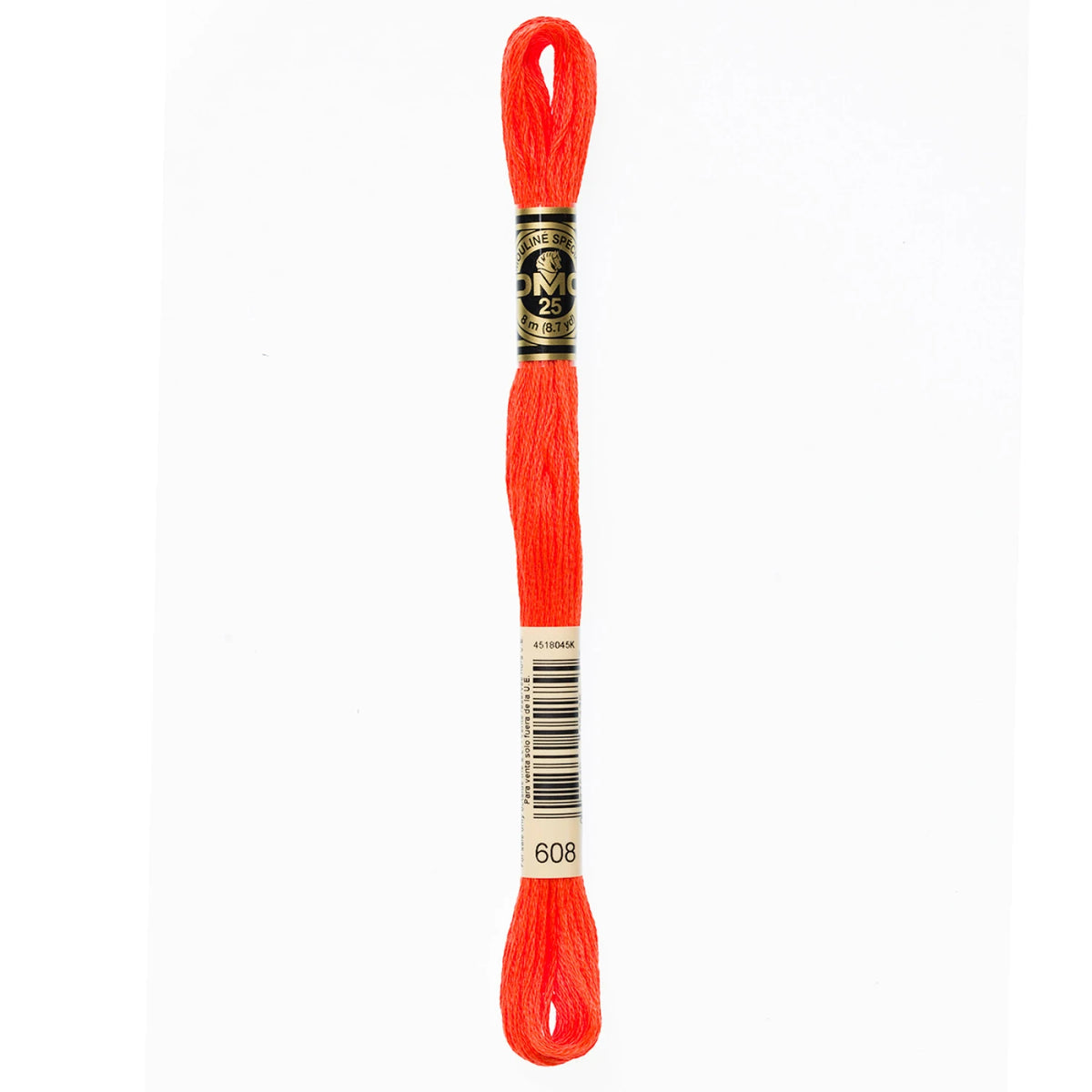 DMC 608 Bright Orange 6 Strand Embroidery Floss DMC #117UA-608