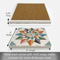 Hex Star Single Absorbent Stone Tumbled Tile Coaster