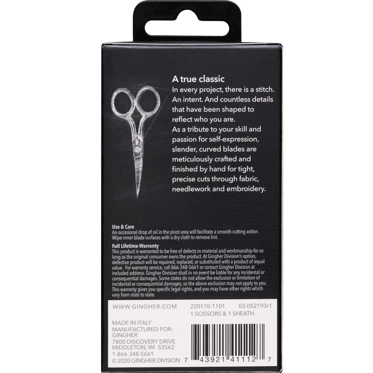 Gingher 4in Curved Embroidery Scissors