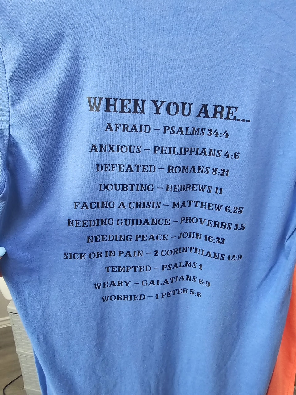 When In Doubt Pray ADULT Double-Sided Washed Royal Blue Bella T-Shirt