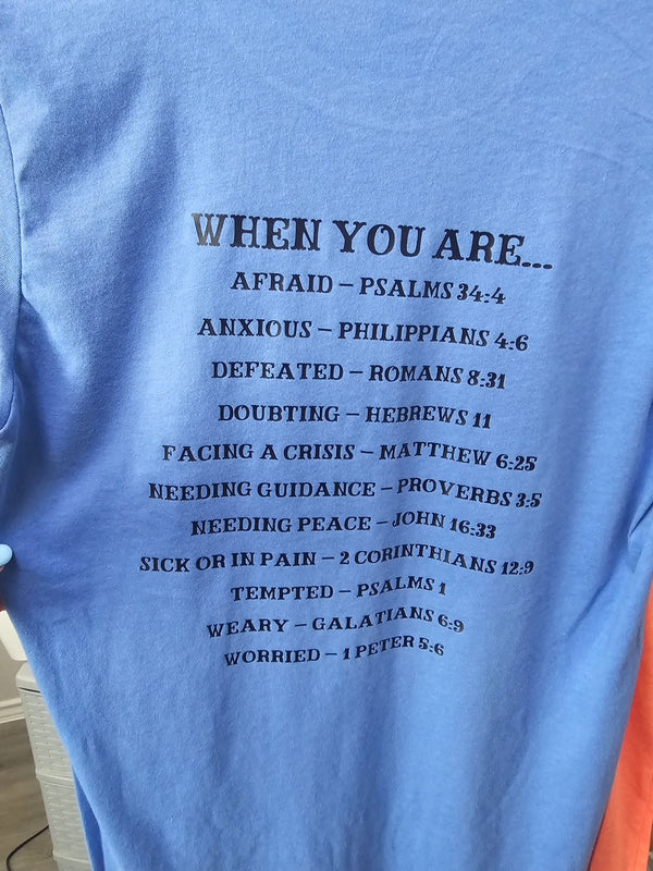 When In Doubt Pray ADULT Double-Sided Washed Royal Blue Bella T-Shirt