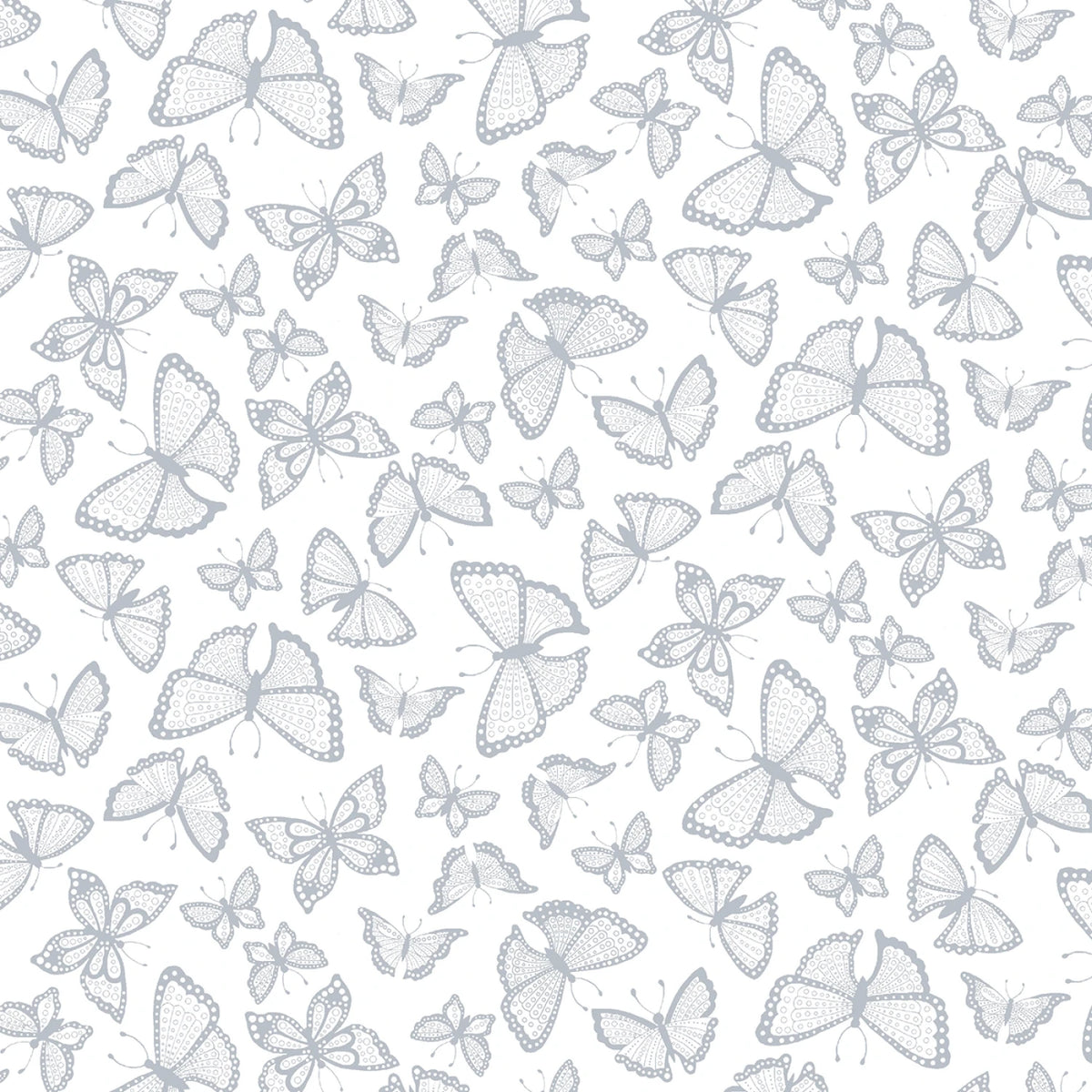 White on White Butterflies - Sold by the 1/2 Yard