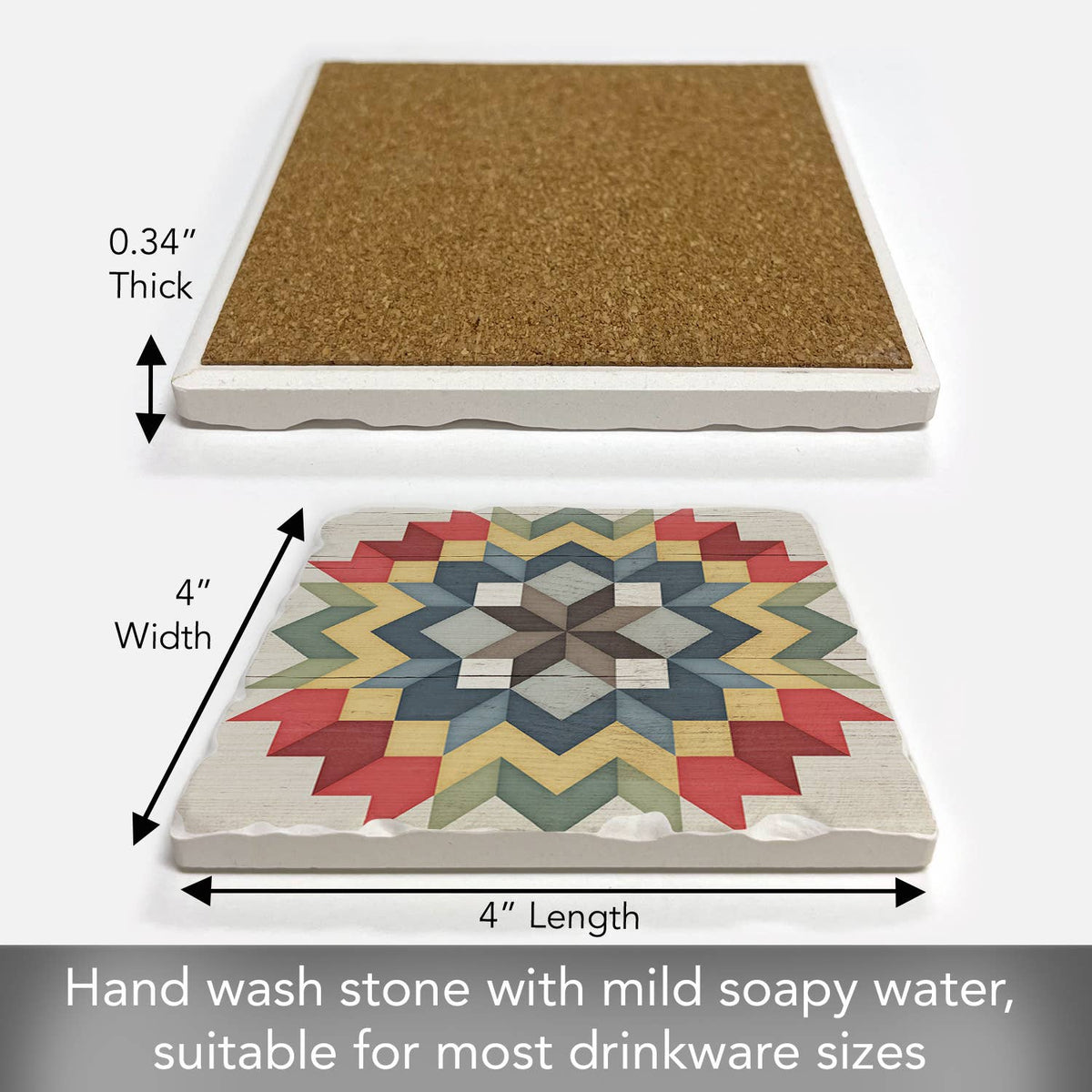 Carpenters Star Single Absorbent Stone Tumbled Tile Coaster