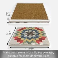 Carpenters Star Single Absorbent Stone Tumbled Tile Coaster