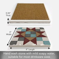 Friendship Star Single Absorbent Stone Tumbled Tile Coaster
