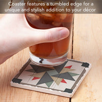 Windmill Quilt Design Single Absorbent Tumbled Tile Coaster