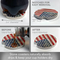 Americana Bulk Absorbent Stone Car Coaster-NO PACKAGING