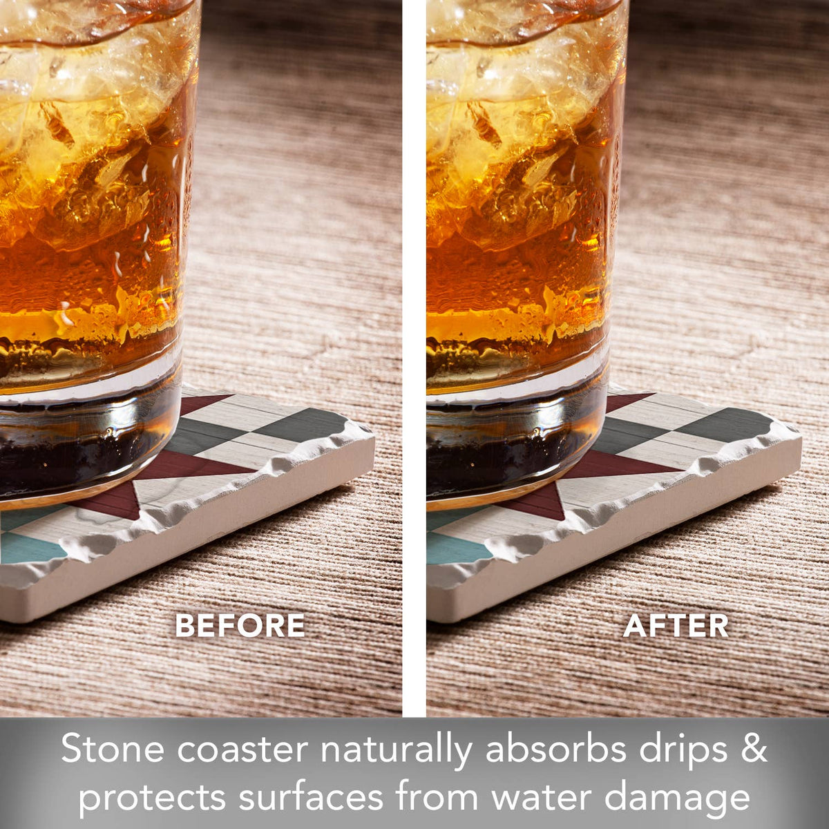 Friendship Star Single Absorbent Stone Tumbled Tile Coaster