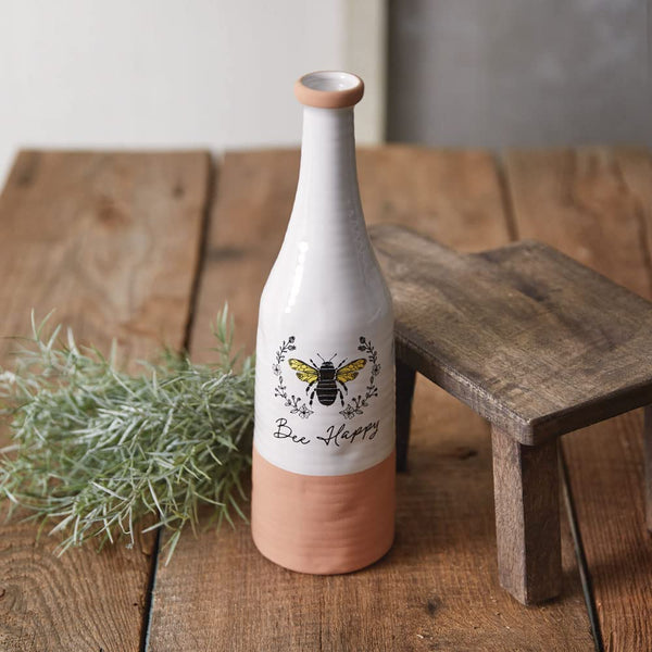 Large Bee Happy Bud Vase