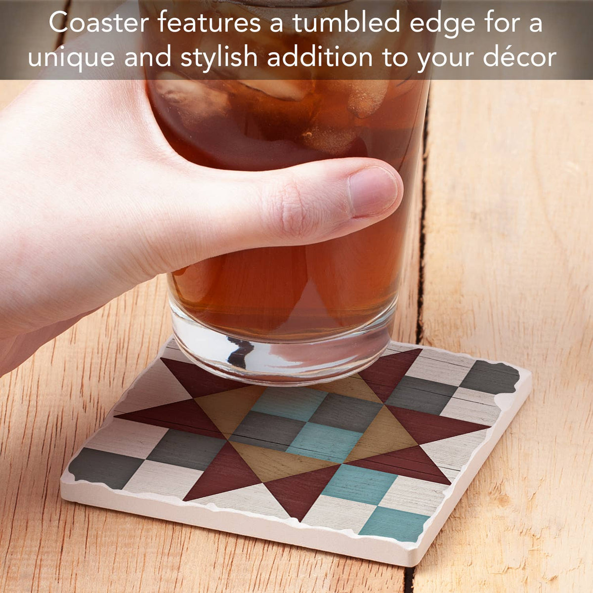 Friendship Star Single Absorbent Stone Tumbled Tile Coaster