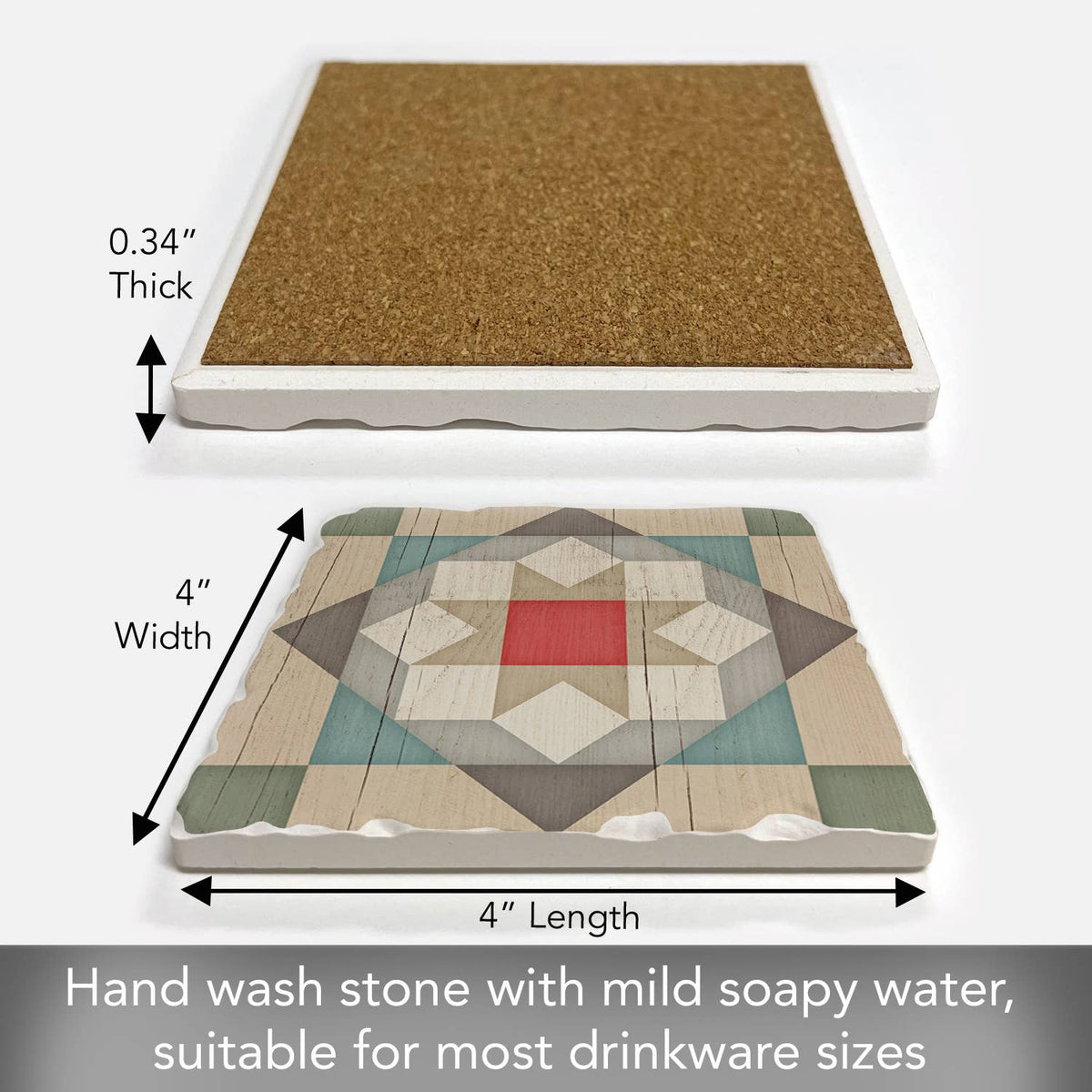 Barn Star Single Absorbent Stone Tumbled Tile Coaster