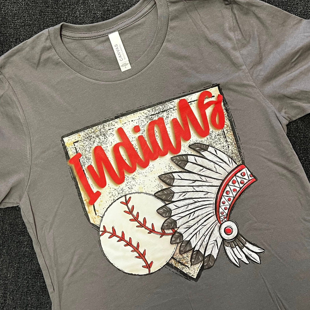 Indians Home Plate Baseball | ADULT | Asphalt Bella T-Shirt