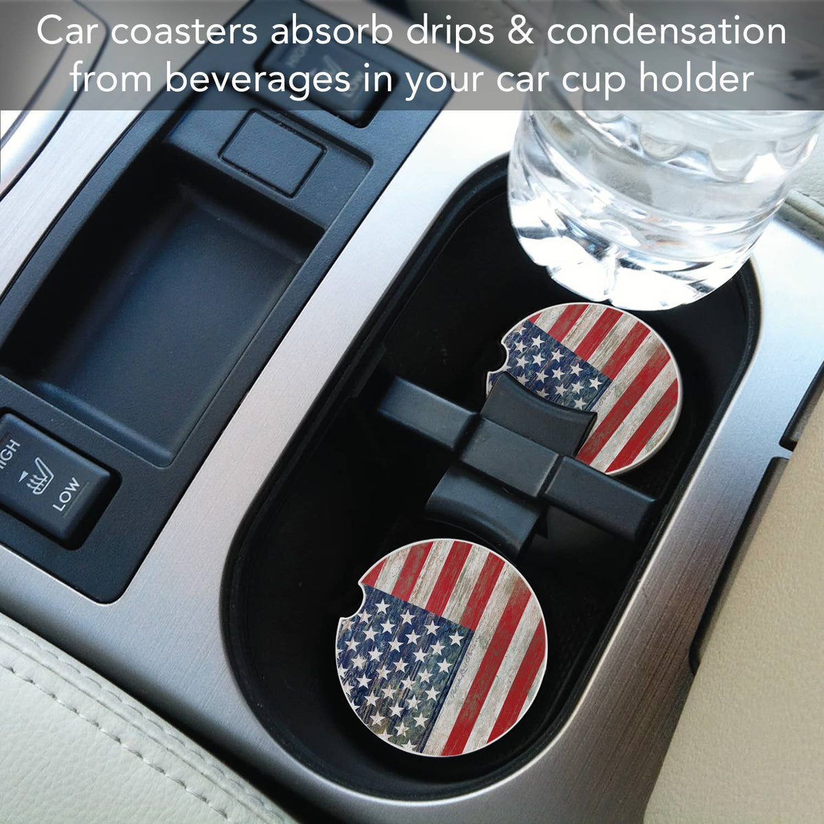 Americana Bulk Absorbent Stone Car Coaster-NO PACKAGING