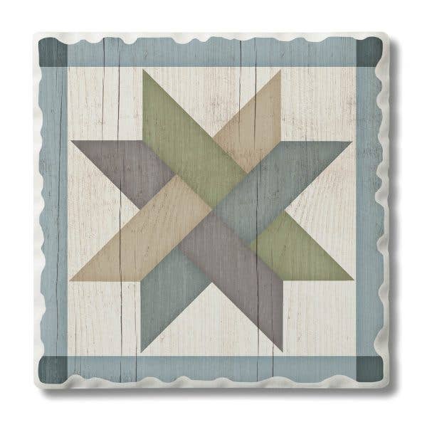 Weave Star Quilt Design Single Tumbled Tile Coaster
