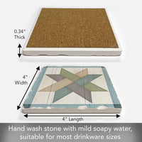 Weave Star Quilt Design Single Tumbled Tile Coaster