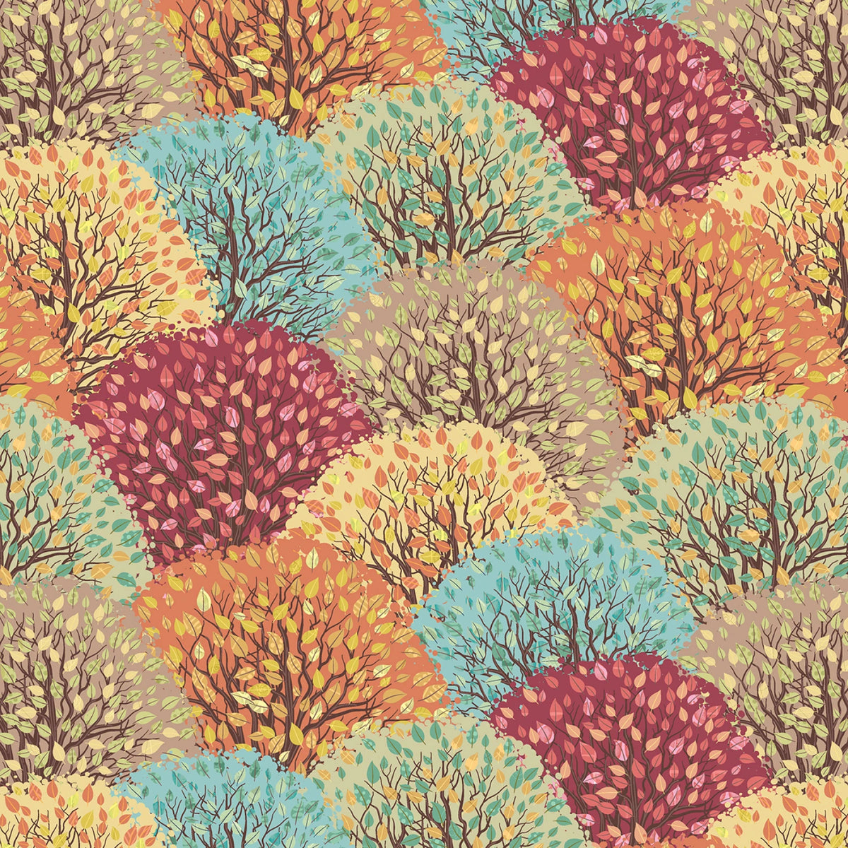 Butterscotch Tree Grove 9 Inch - Sold by the 1/2 Yard