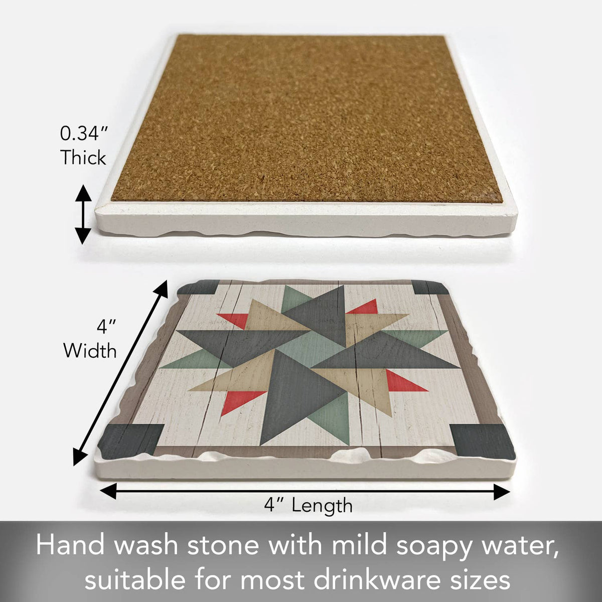 Windmill Quilt Design Single Absorbent Tumbled Tile Coaster