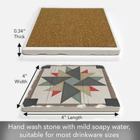 Windmill Quilt Design Single Absorbent Tumbled Tile Coaster
