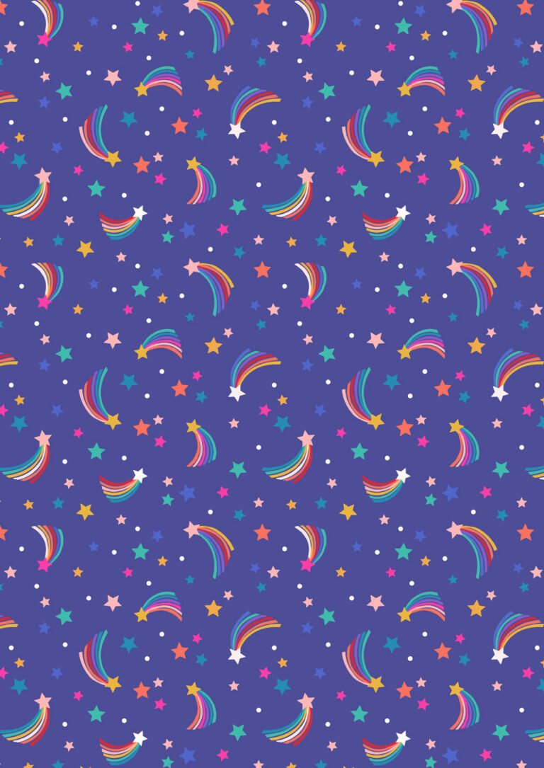 Over the Rainbow | Shooting Rainbow Stars on Blue