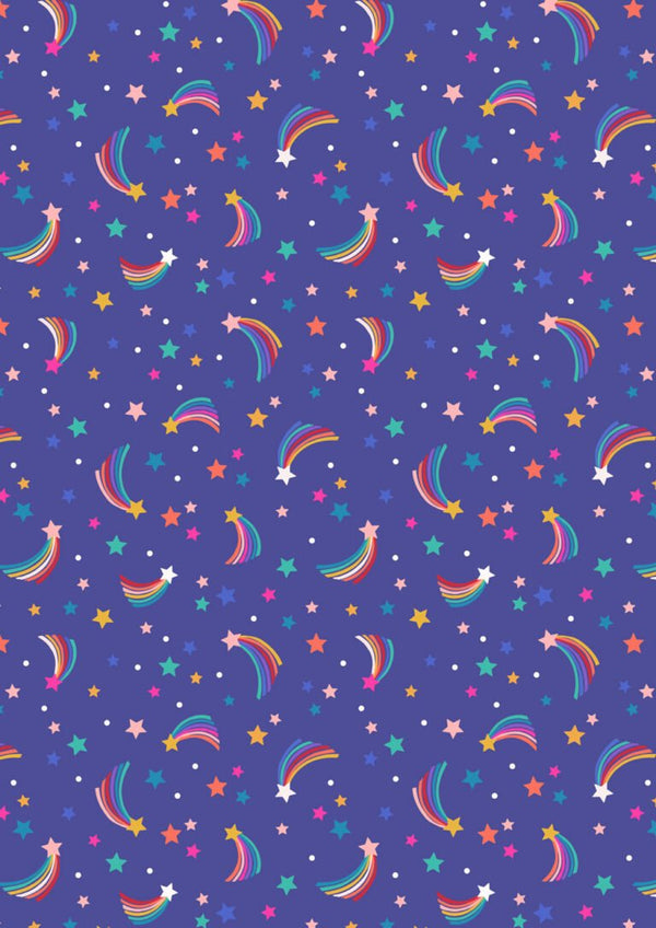 Over the Rainbow | Shooting Rainbow Stars on Blue