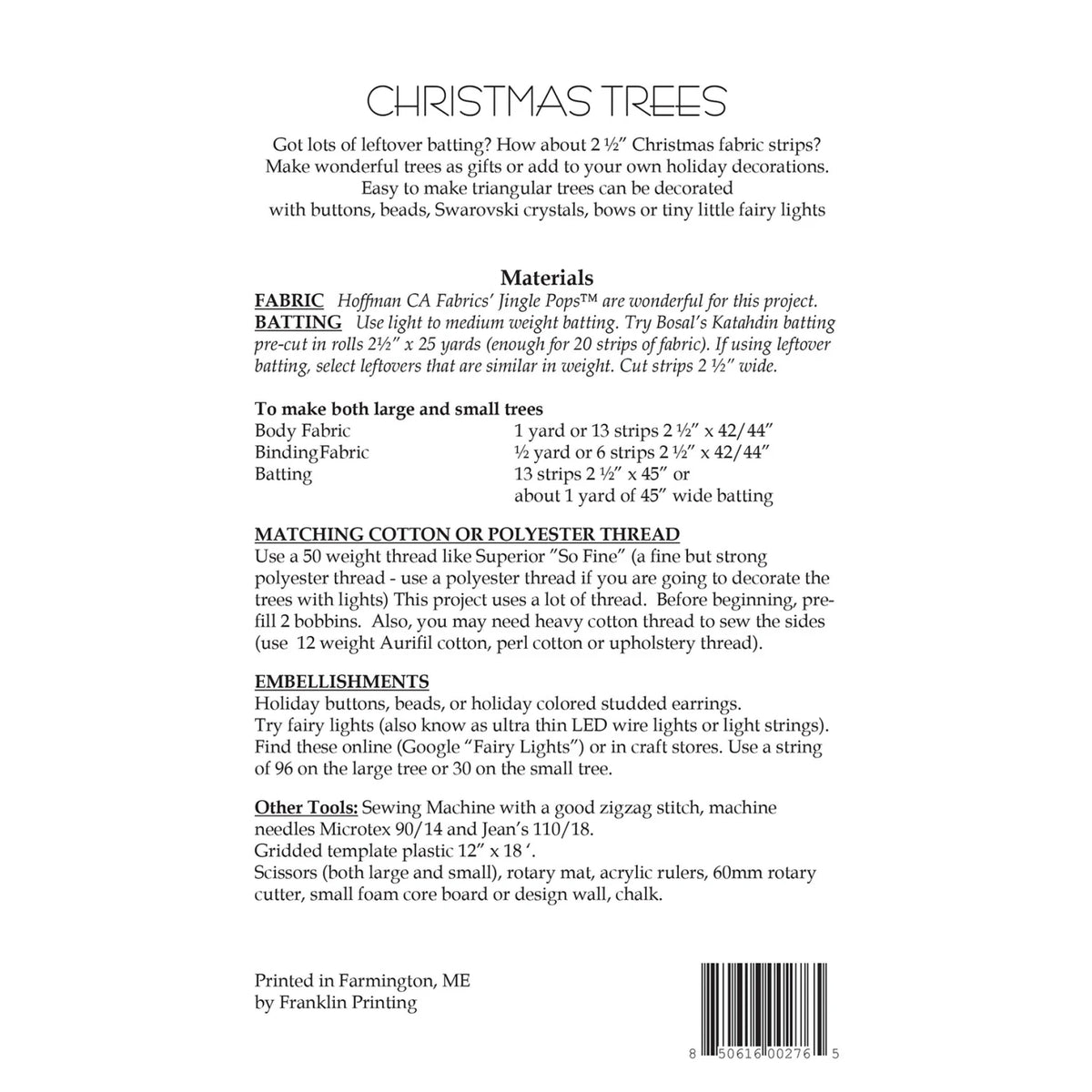 Triangular 3-D Fabric Scrap Christmas Tree Pattern