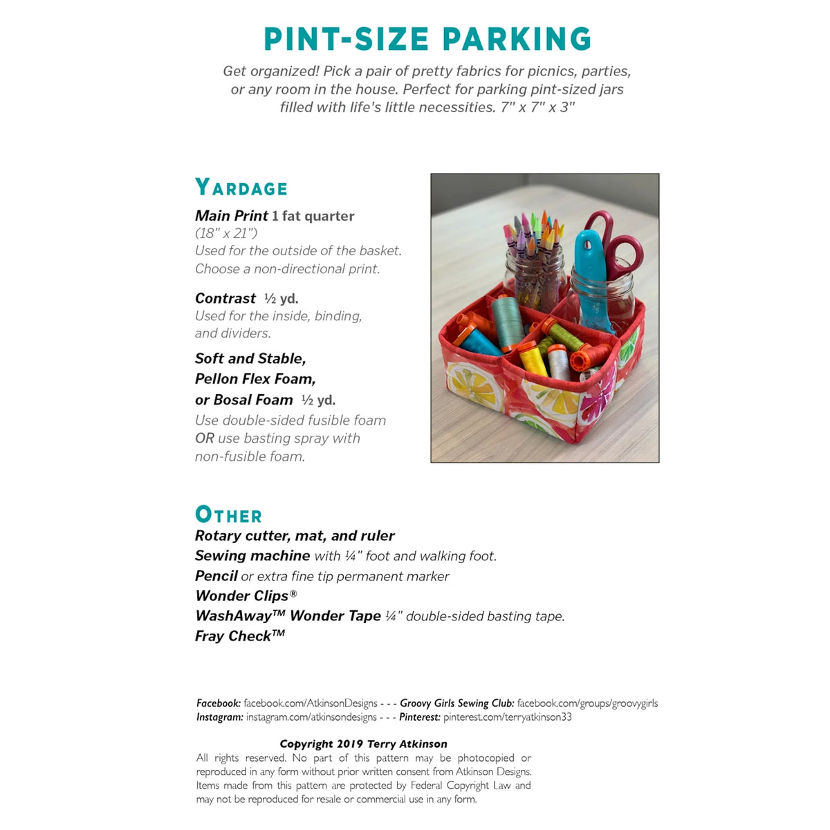 Pint Size Parking (Mason Jar Nest) Sewing Pattern