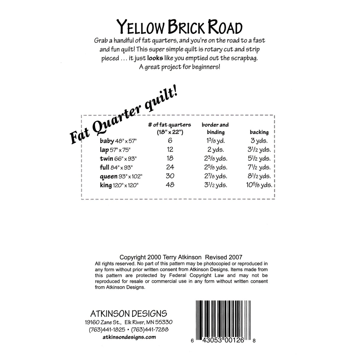 Yellow Brick Road Quilt Pattern