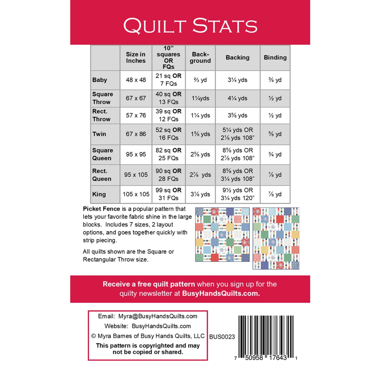 Picket Fence Quilt Pattern