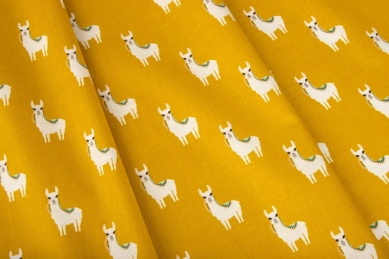 Hibiscus Alpacas Citron Quilting Fabric by Riley Blake - Sold by the 1/2 Yard