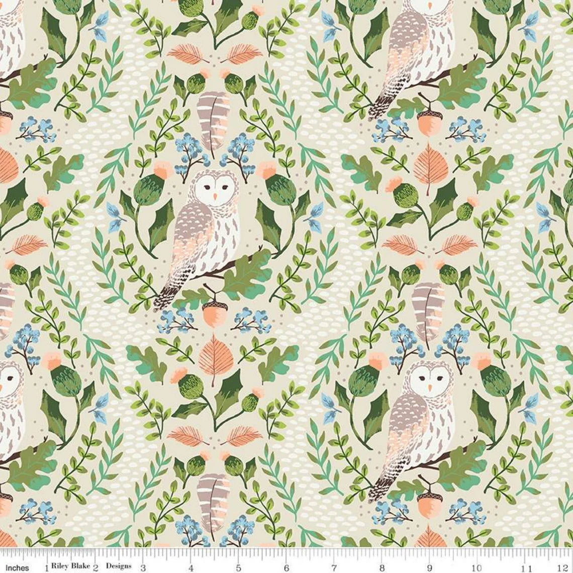 Riley Blake Wildwood Wander Hidden Owl Taffy - Sold by the 1/2 Yard