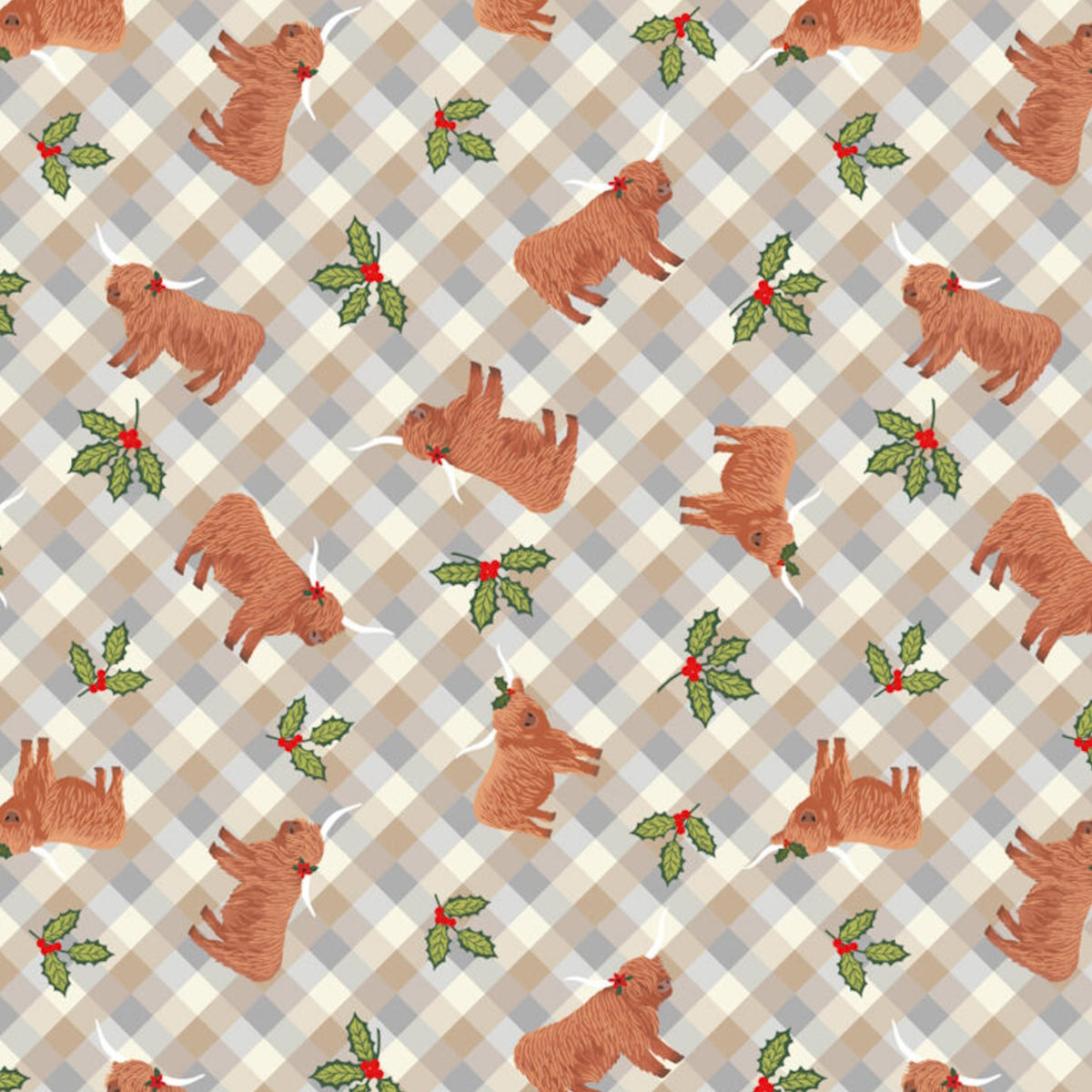 Highlands and Holly Winter Morning Gingham | Celtic Christmas