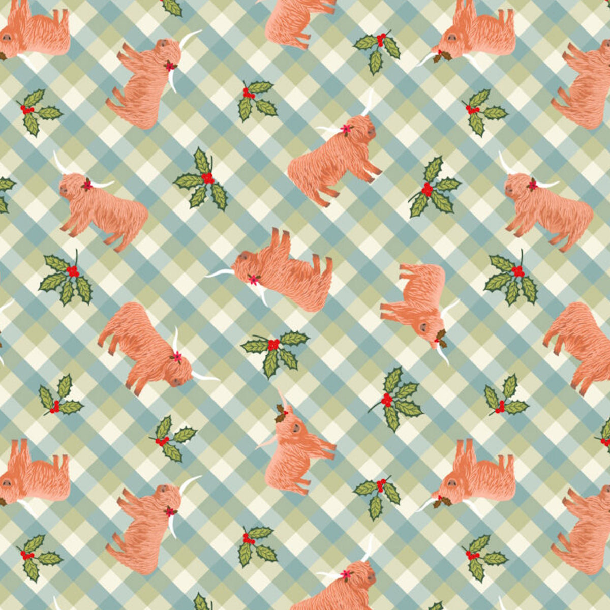 Highlands and Holly Icy Meadow Gingham | Celtic Christmas