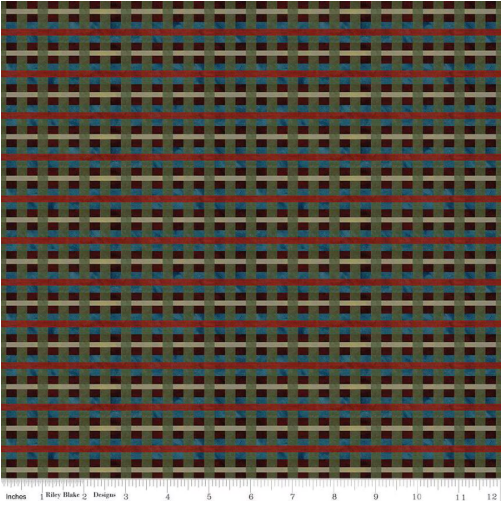 Up on the Housetop Midnight Plaid Riley Blake Quilting Fabric - Sold by the 1/2 Yard