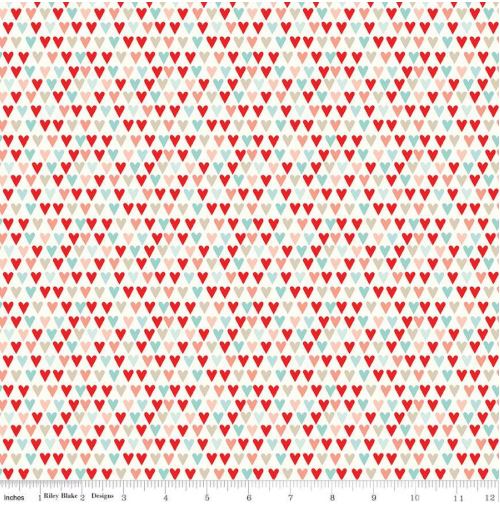 Multicolor Hearts Quilting Fabric by Riley Blake Designs - Sold by the 1/2 Yard
