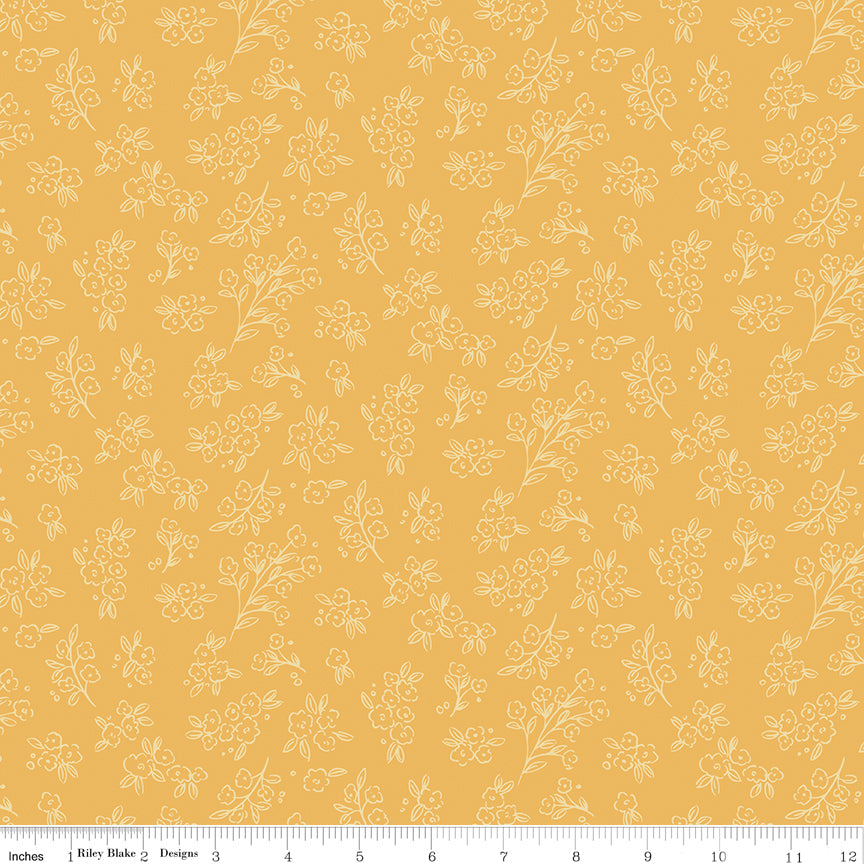 Riley Blake Floral Charms Posies Honey - Sold by the 1/2 Yard