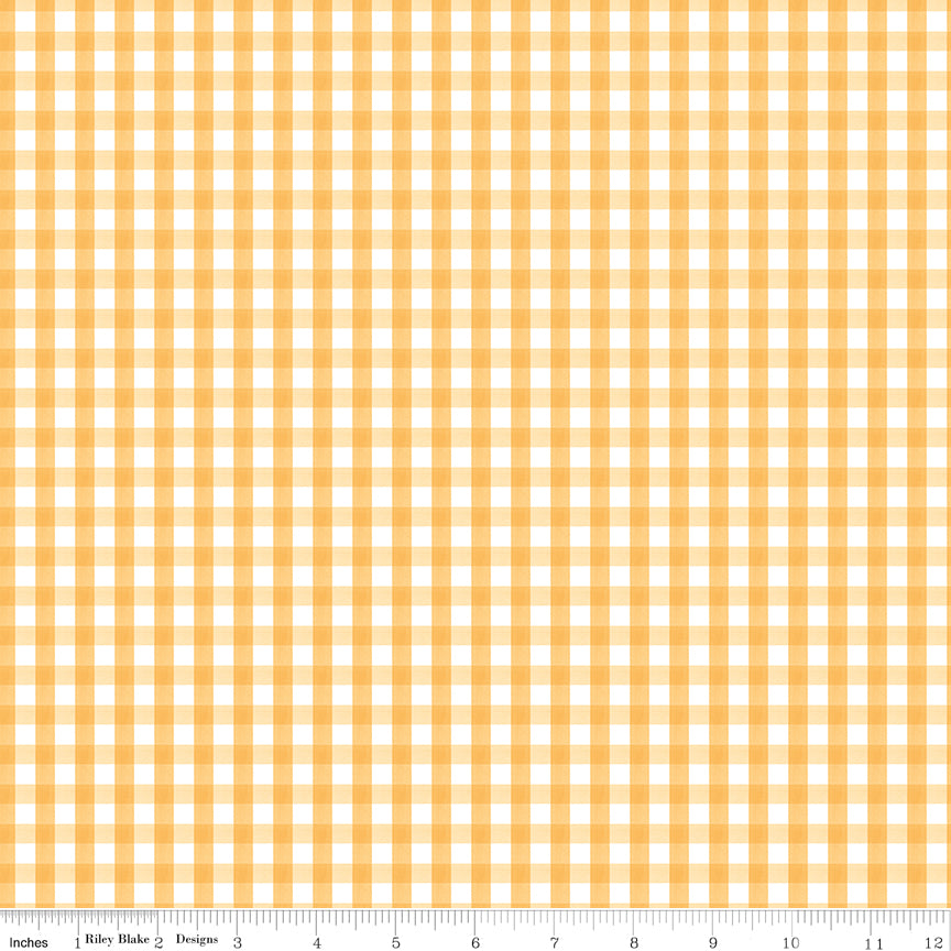 Riley Blake Floral Charms Gingham Honey - Sold by the 1/2 Yard