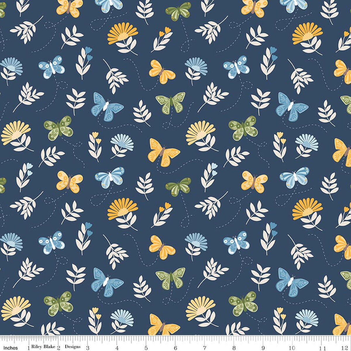 Butterflies Navy | Sunshine & Dandelions | Riley Blake Designs