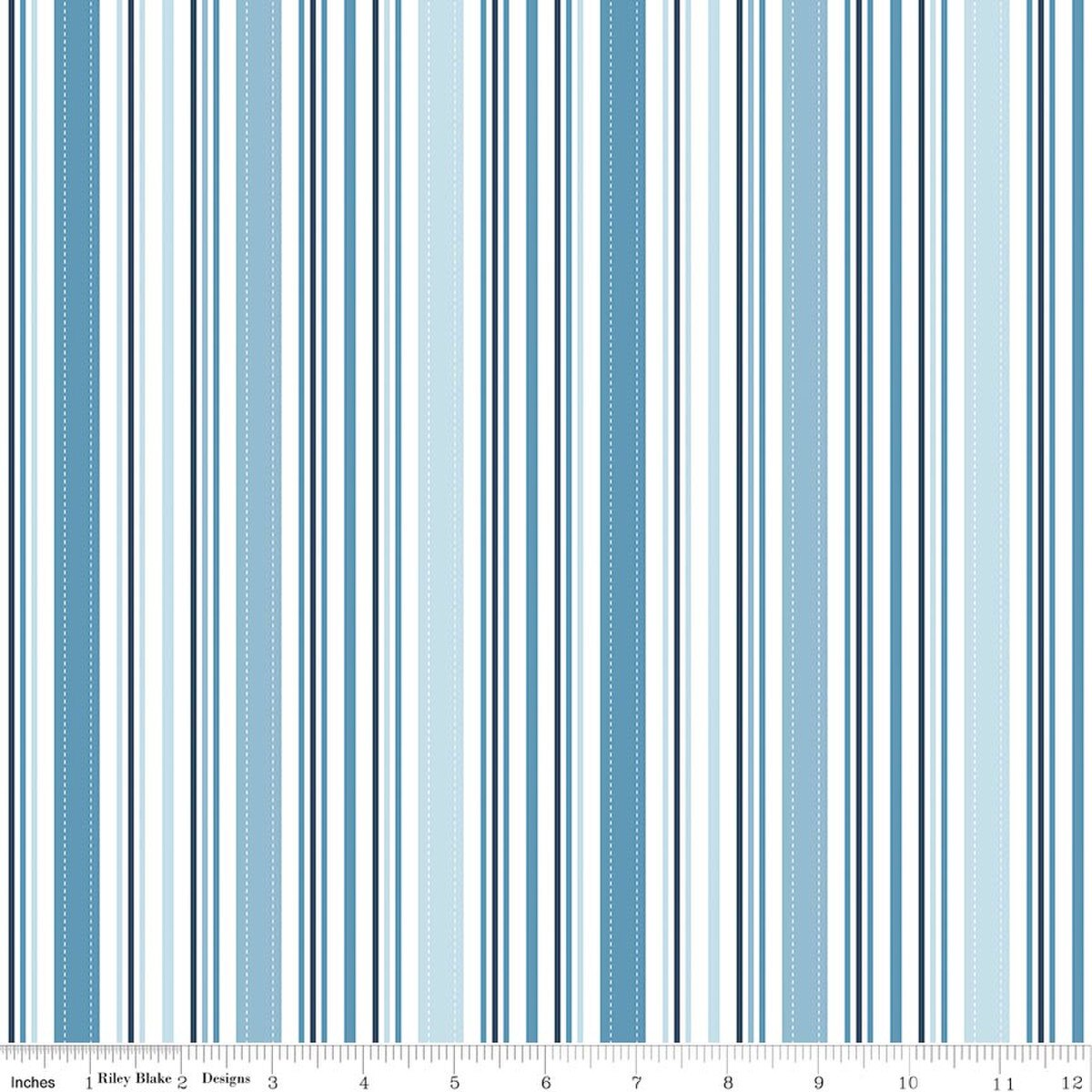 Stripes Blue | Sunshine & Dandelions | Riley Blake Designs
