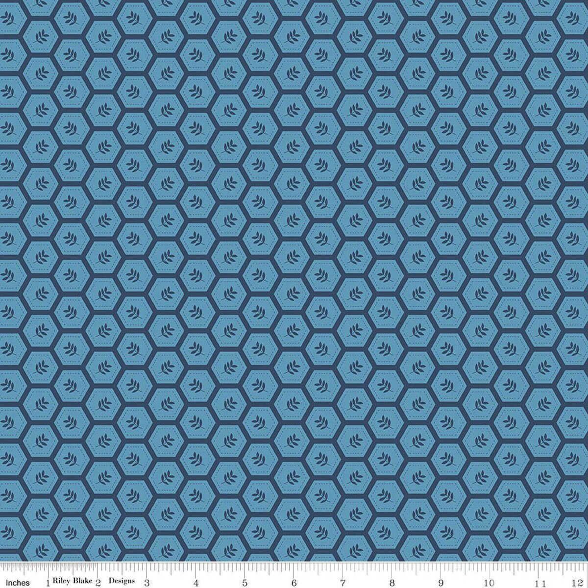 Hexies Blue | Sunshine & Dandelions | Riley Blake Designs