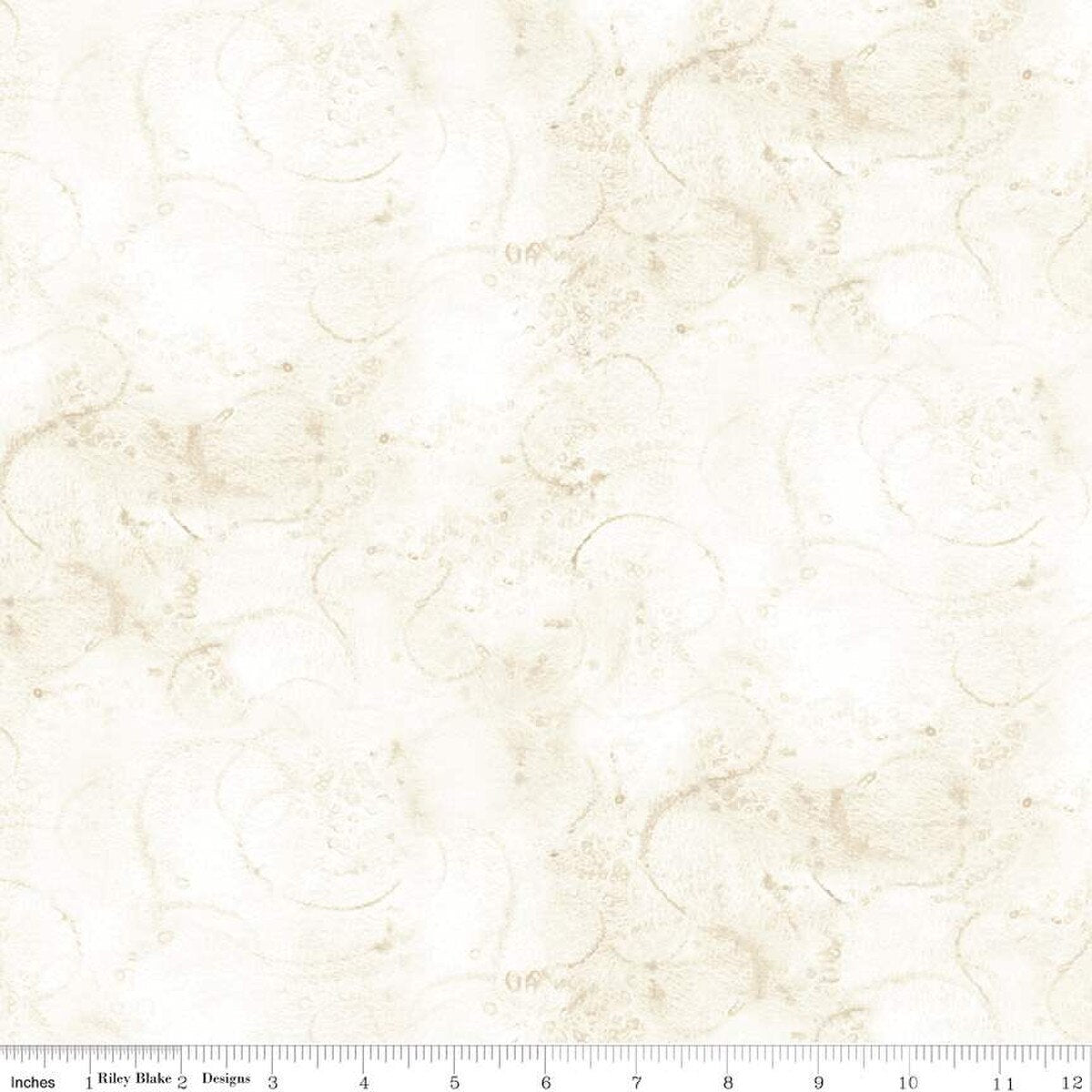 Painter's Watercolor Swirl in Aged White - Riley Blake - Sold by the 1/2 Yard