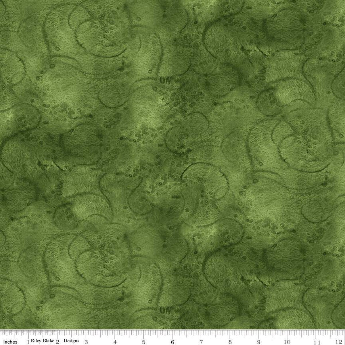 Painter's Watercolor Swirl in Basil - Riley Blake - Sold by the 1/2 Yard